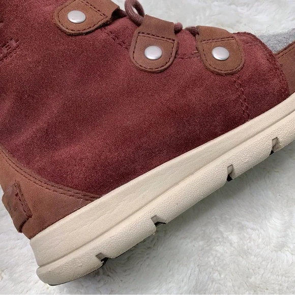Sorel Women's Red Grey Explorer Joan Redwood Felt Waterproof Winter Boot Size 7 - Picture 9 of 13